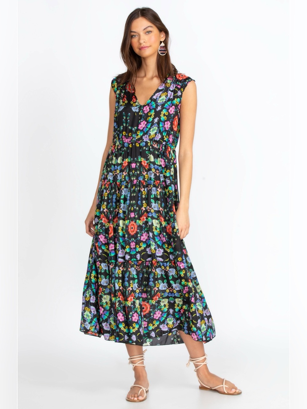 Johnny Was | 100% Silk Ella Flower Natania Dress, XL